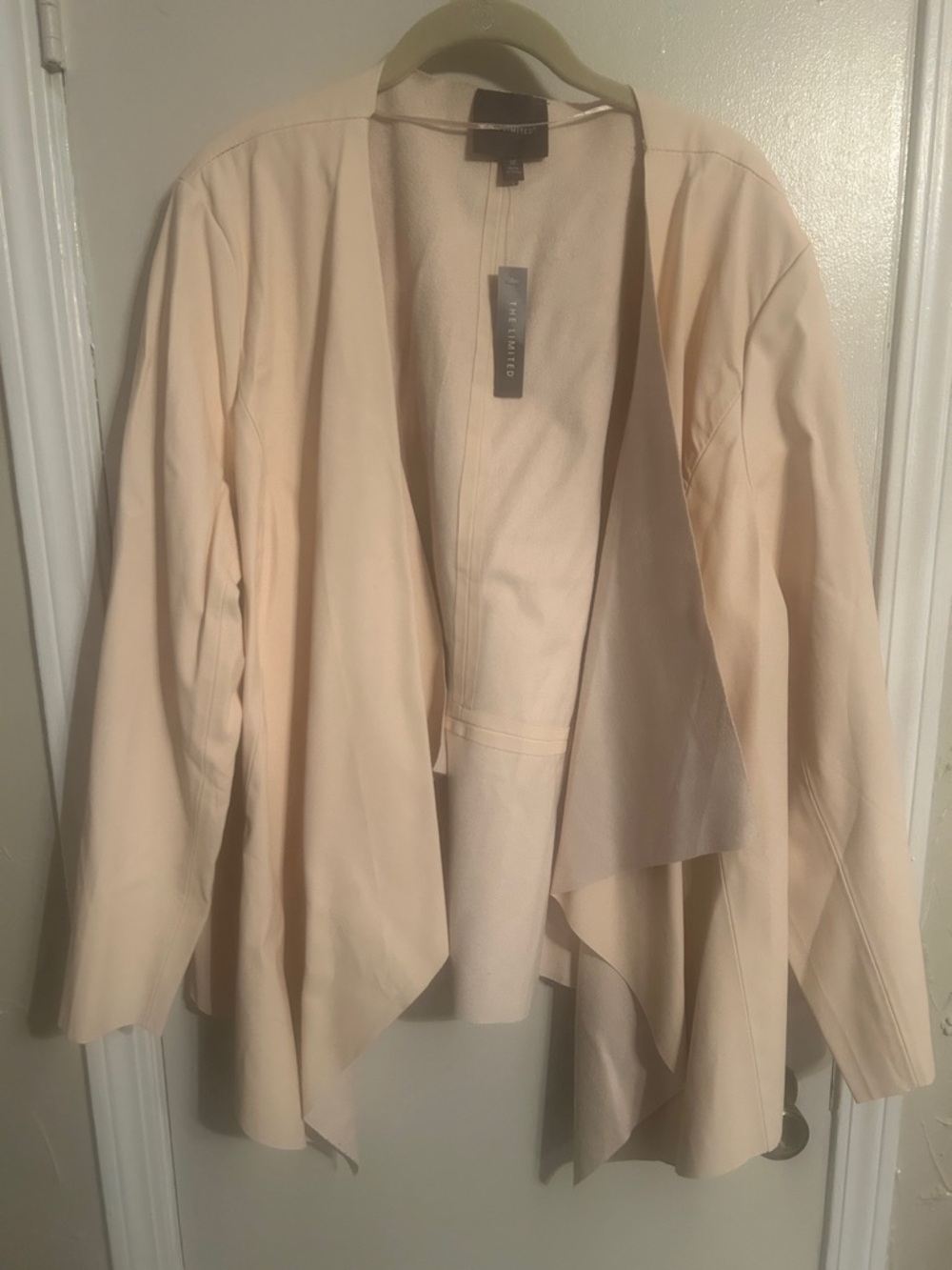 The Limited Cream Open-Front Draped Jacket